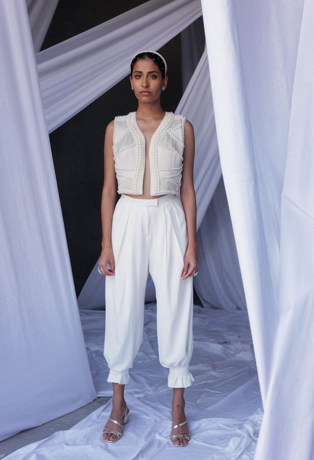 White Tie Up Trousers