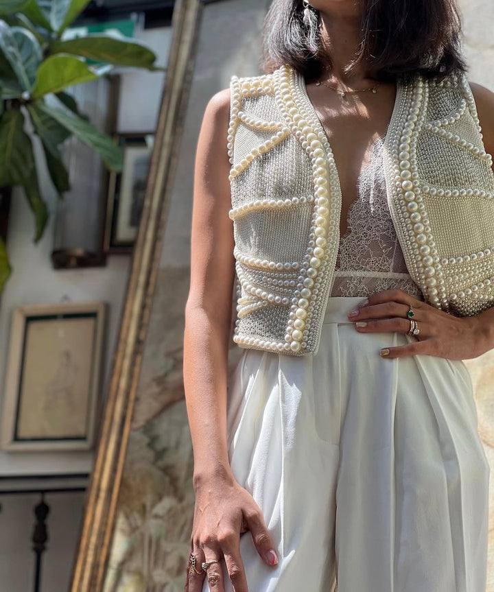 Signature White Pearl Waistcoat