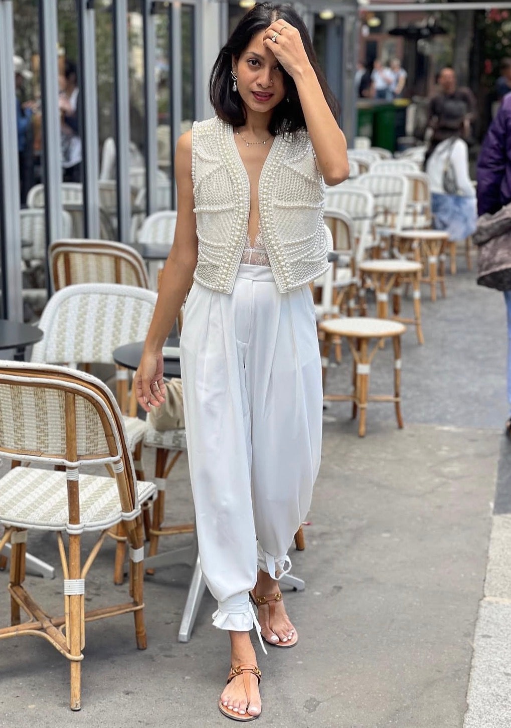 White Tie Up Trousers