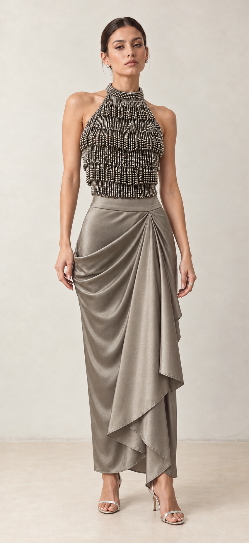 METALLIC DRAPE SKIRT