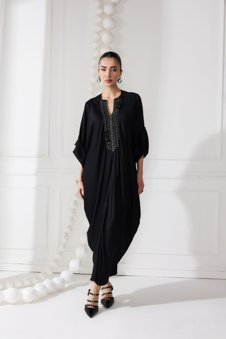 ANGOA KAFTAN DRESS - BLACK
